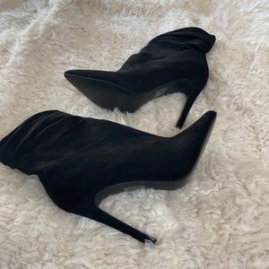 Public Desire black velour booties.